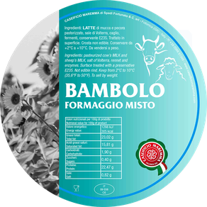 maremma mixed mix cow cow’s sheep sheep’s cheese dairy caseificio tuscany tuscan spadi follonica label italian origin milk italy fresh bambolo formaggio misto