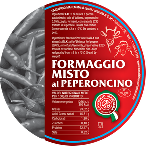 maremma mixed mix cow cow’s sheep sheep’s cheese dairy caseificio tuscany tuscan spadi follonica label italian origin milk italy fresh chili red hot pepper flavored flavor formaggio misto al peperoncino