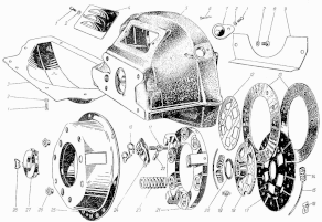 Kupplung Moskwitsch M400-420, M401-420, Opel Kadett K38. Clutch Moskvich M400-420, M401-420, Opel Kadett K38. Сцепление (Механизм сцепления) автомобиля Москвич М400-420, М401-420, Опель Кадет К38.