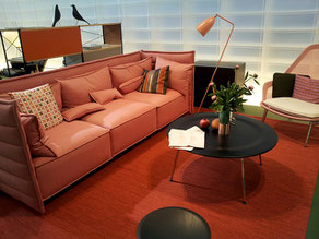 coral colour sitting room