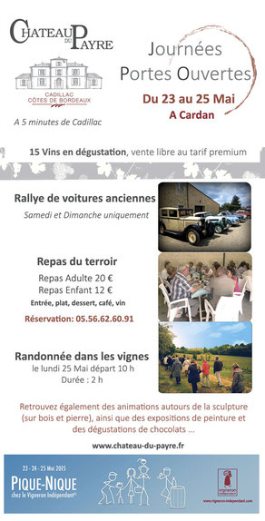 Journées portes ouvertes, cadillac, cotes de bordeaux, vignerons indépendants 