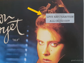 SOC (Sticker On Cover): Werbe-Sticker für zwei Titel auf dem Album: "Alison Moyet -Alf" (1st. EU 1984)