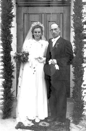 Das Brautpaar Anton und Cilli Gerke am Tag ihrer Hochzeit am 8. Oktober 1947