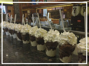 Granita al caffè topped with cream