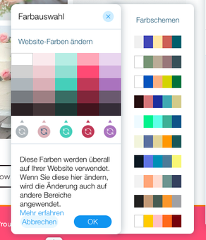 Farbschema im Wix Editor ändern