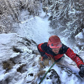 ice-climbing  in Cogne, a mecca for ice-climbers in Aosta Valley