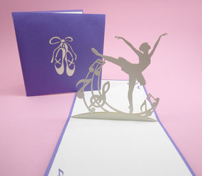 Carte kirigami danseuse ballerine rose