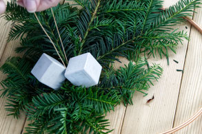 Attaching Concrete Ornaments Winter Wreath PASiNGA Decor Idea