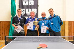 Podiumsplätze des MSV Vereinspokal 2025 (v.l.): Jan Kessel (2.), Herbert Streubel (1.), Maik Fröhlich (3.) und Christoph Kuhl (3.)| Bild: gf