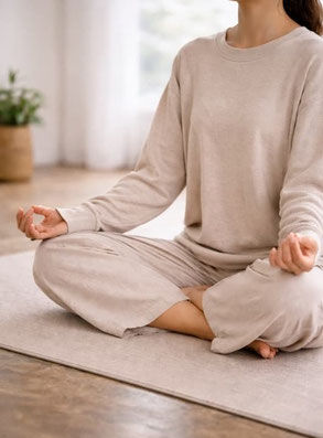 Une personne assise dans la posture de méditation
