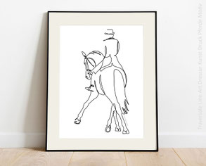 Line Art Design Dressur Dressage Motiv Reitsport