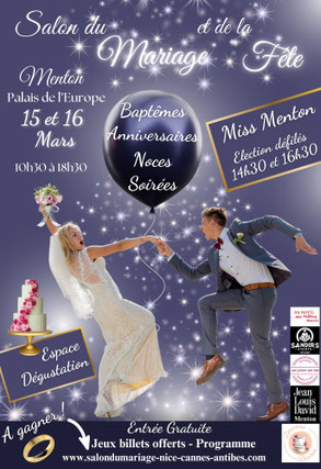 Salon du Mariage et de la Fête de Menton 15 et 16 Mars 2025