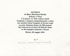 colophon numerato e firmato