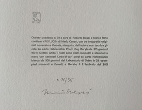 dettaglio del colophon numerato e firmato