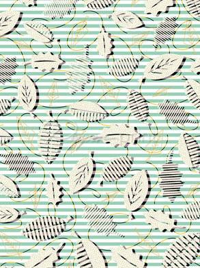 Pepperprint Surface Pattern Leaves and Stripes