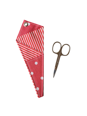 Mini Scherenetui rot gestreift mit Polka Dots