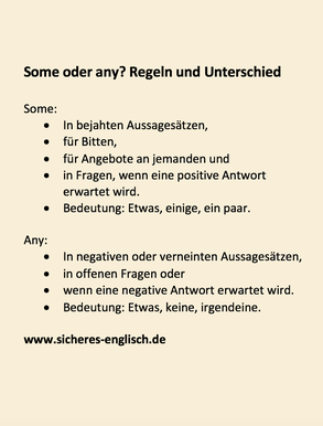 some oder any: Unterschied