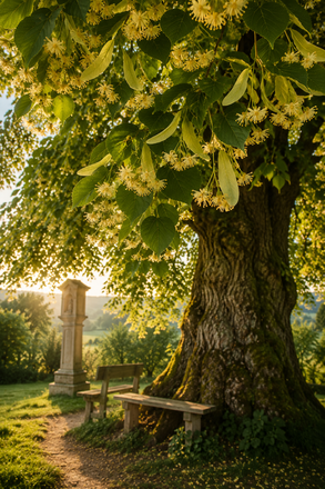 Die Linde – Mit bis zu 60.000 Blüten erfüllt die Linde den Sommer mit ihrem unverwechselbaren Duft. Seit Jahrhunderten schenkt sie Schatten, Nahrung und Trost und erinnert als Baum der Ahnen daran, dass Vergangenheit, Gegenwart und Zukunft miteinander ver