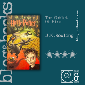 Book cover of Harry Potter & The Goblet of Fire on blog and books grey spiral background