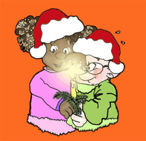 Robbie en Jina uit Mr Peeves blazen een kerstkaarsje uit.