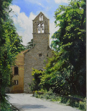 San Matteo in campo d`orto di Perugia ペルージャのサン・マッテーオ・イン・カンポ・ドルト教会  20㎝×15㎝  油彩・板