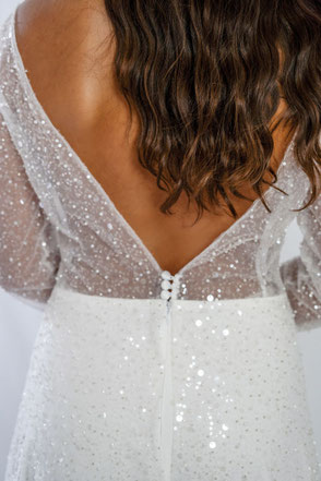 Robe de mariée dos nu perlé