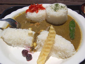 お約束の「放流」をしていただく。ダムカレー1080円