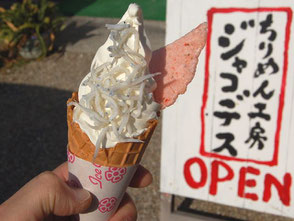 半島名物のじゃことソフトクリームのコラボ、じゃこソフト