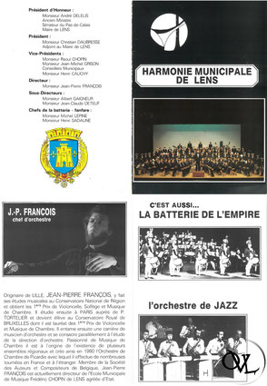 Lens Orchestre à Vents Harmonie Municipale Brochure publicitaire