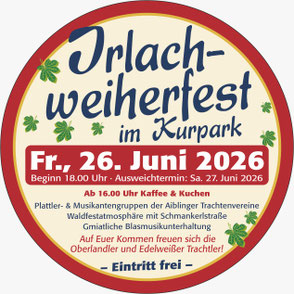 Flyer Irlachweiherfest 26.06.2026, Bad Aibling