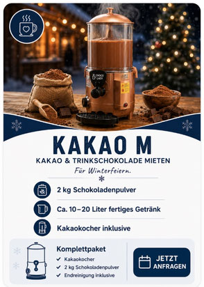 Kakao und Trinkschokolade Pakete M mit Kakaokocher und Schokoladenpulver