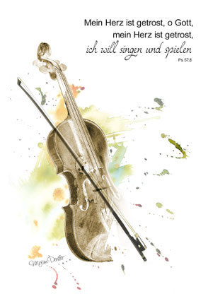 Instrument, Geige, Kunst, Art, Christliche Kunstkarten