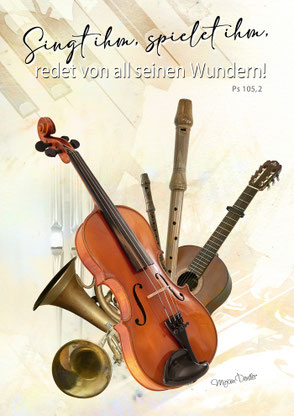 Instrumente, Kunstkarten, Art, Geige, Christliche Karten
