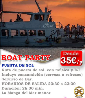 fiestas en barco al atardecer en Murcia