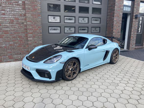 Porsche 718 GT4 RS Meissenblau farbige colored PPF Elfer Folien bester Folierer Lackschutzfolie Hamburg 