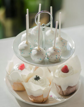 Tortenherz Hochzeits- Cupakes und Cake Pops