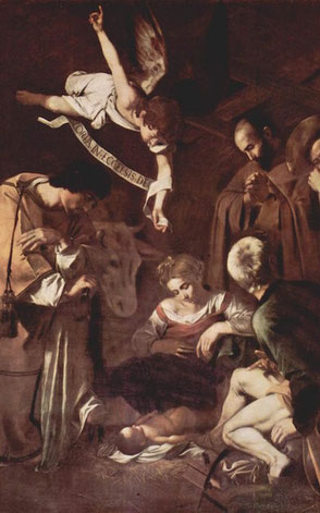 Caravaggio's Nativity with St Francis and St Lawrence