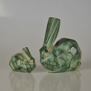 Saegusa Sōtarō (1911-2006): Pair of Bronze Hares