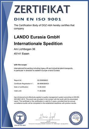 Zertifikat DIN EN ISO 9001