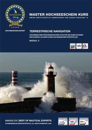 Terrestrische Navigation im Hochseeschein Kurs mit Leuchtturm und Brandung