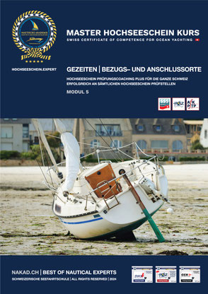 Gezeiten und Bezugsorte im Hochseeschein Kurs mit trocken gefallener Segelyacht im Hafen
