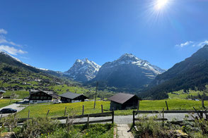 Wonderful view of the village of Grindelwald and the mountains
