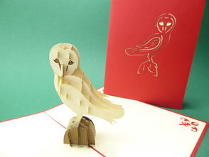 carte pop-up chouette blanche, chouette effraie ressemble à Edwige dans Harry Potter