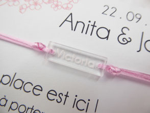 bracelet rectangle transparent en cadeau d'invité au mariage