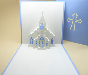 Carte Pop-Up Baptême - Carte kirigami Baptême - Faire-part Baptême