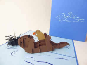 Carte pop-up Loutre et son bébé loutron