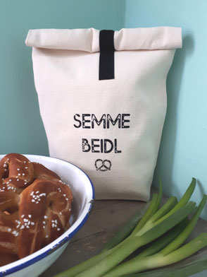 Brotbeutel aus Baumwolle natur mit Aufdruck "Semmebeidl"