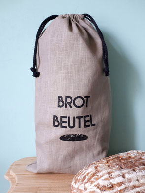 Brotbeutel aus Leinen mit Aufdruck "Brotbeutel"
