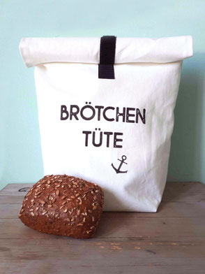 Brotbeutel aus Baumwolle weiß mit Aufdruck "Brötchentüte"
