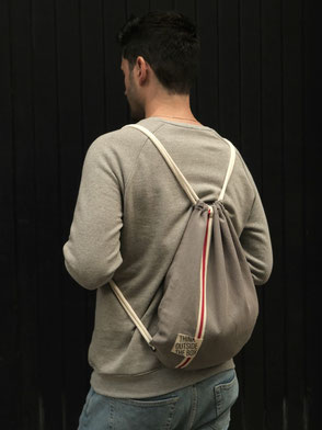 Handgemachter Leinen-Beutel Grau Sportlich / Handmade Linen Bag Grey Sporty